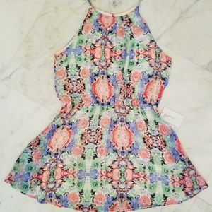 Summer floral open-back skater dress